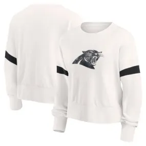 New - NFL Carolina Panthers Women's Primary Antique Long Sleeve Crew Fleece Sweartshirt - M