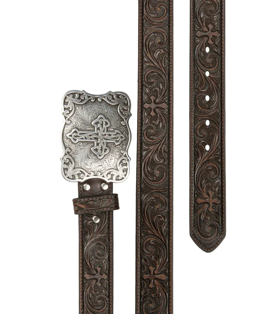 Nocona® Women's Embossed Cross Leather Western Belt