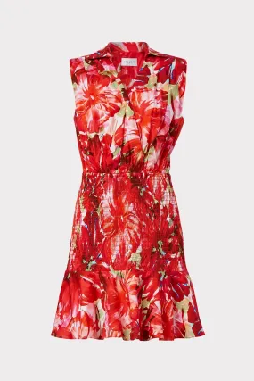 Nora Brushstroke Floral Poplin Dress