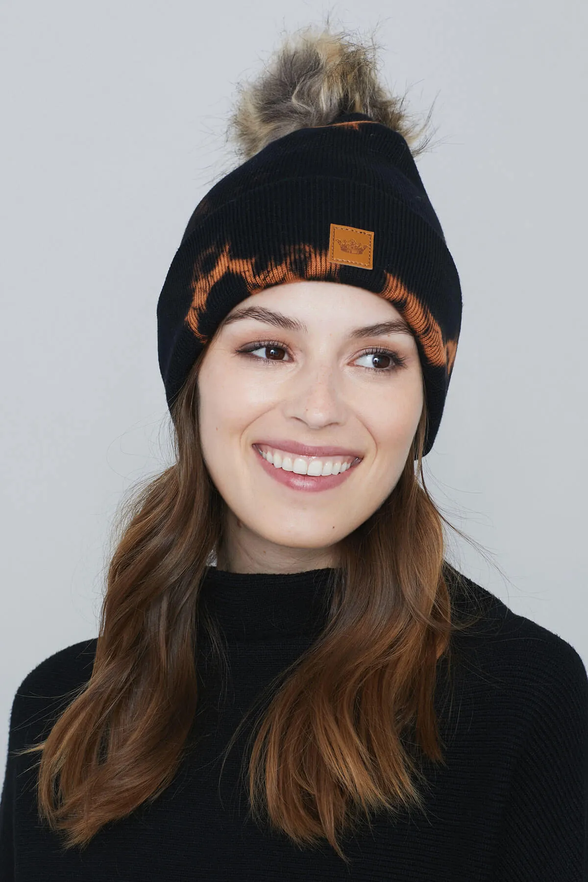 Panache Black & Brown Tie Dye Pom Pom Hat