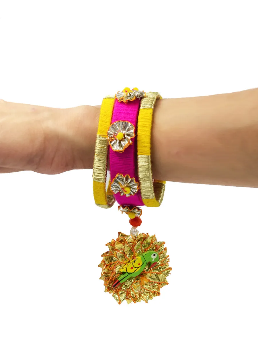 Parrot Charm Gota Bangles