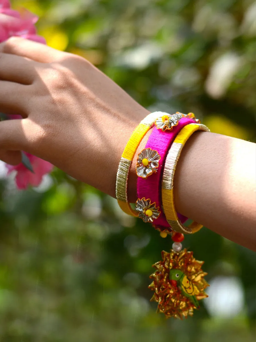 Parrot Charm Gota Bangles