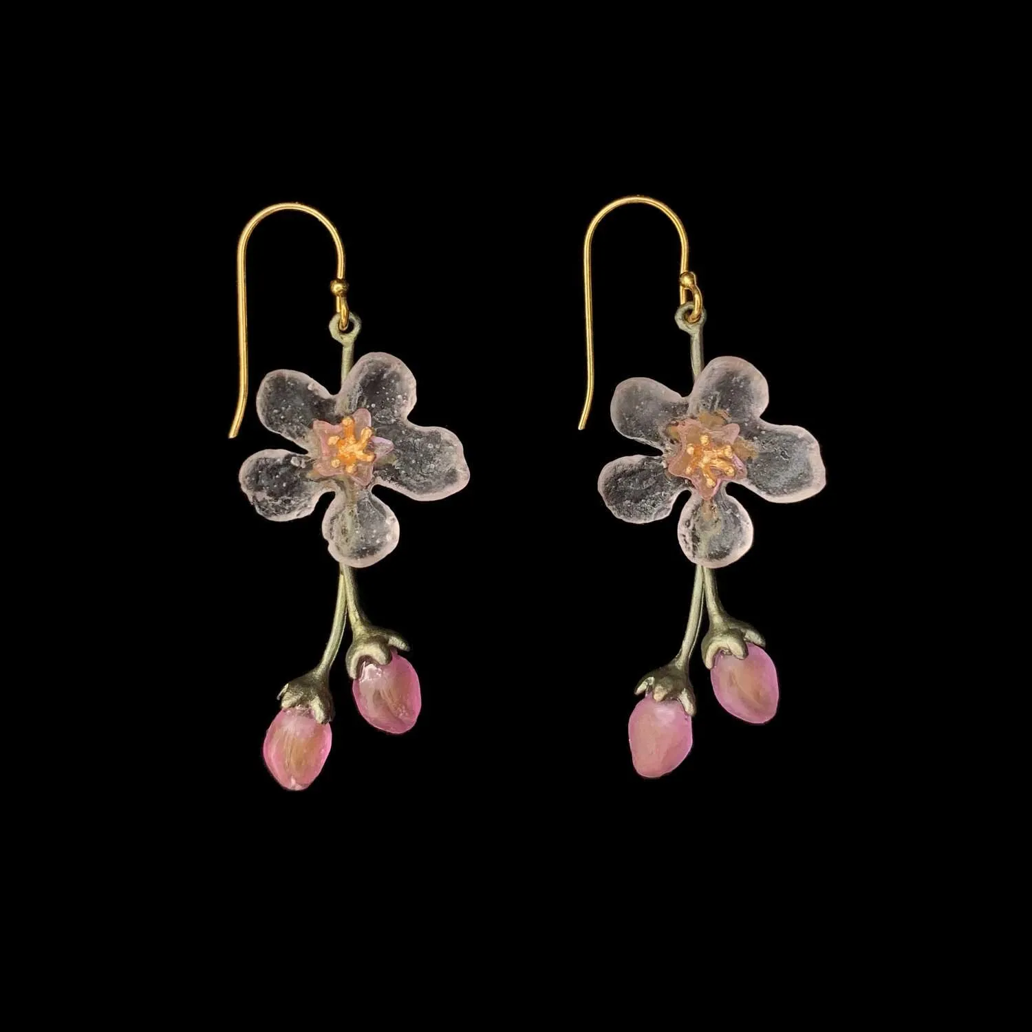 Peach Blossom Earrings - Flower Drop Wire