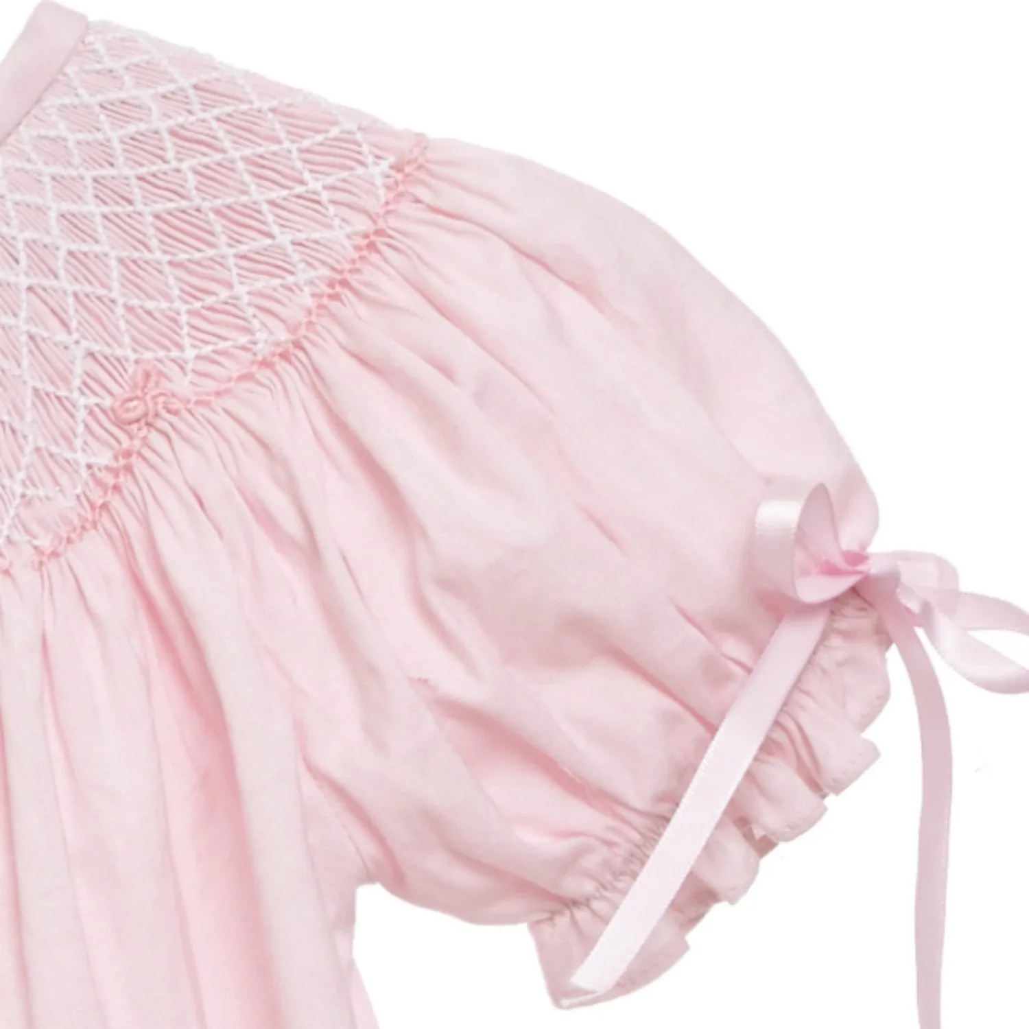 Pink Smocked Heirloom Dress with Ribbons on the Sleeves