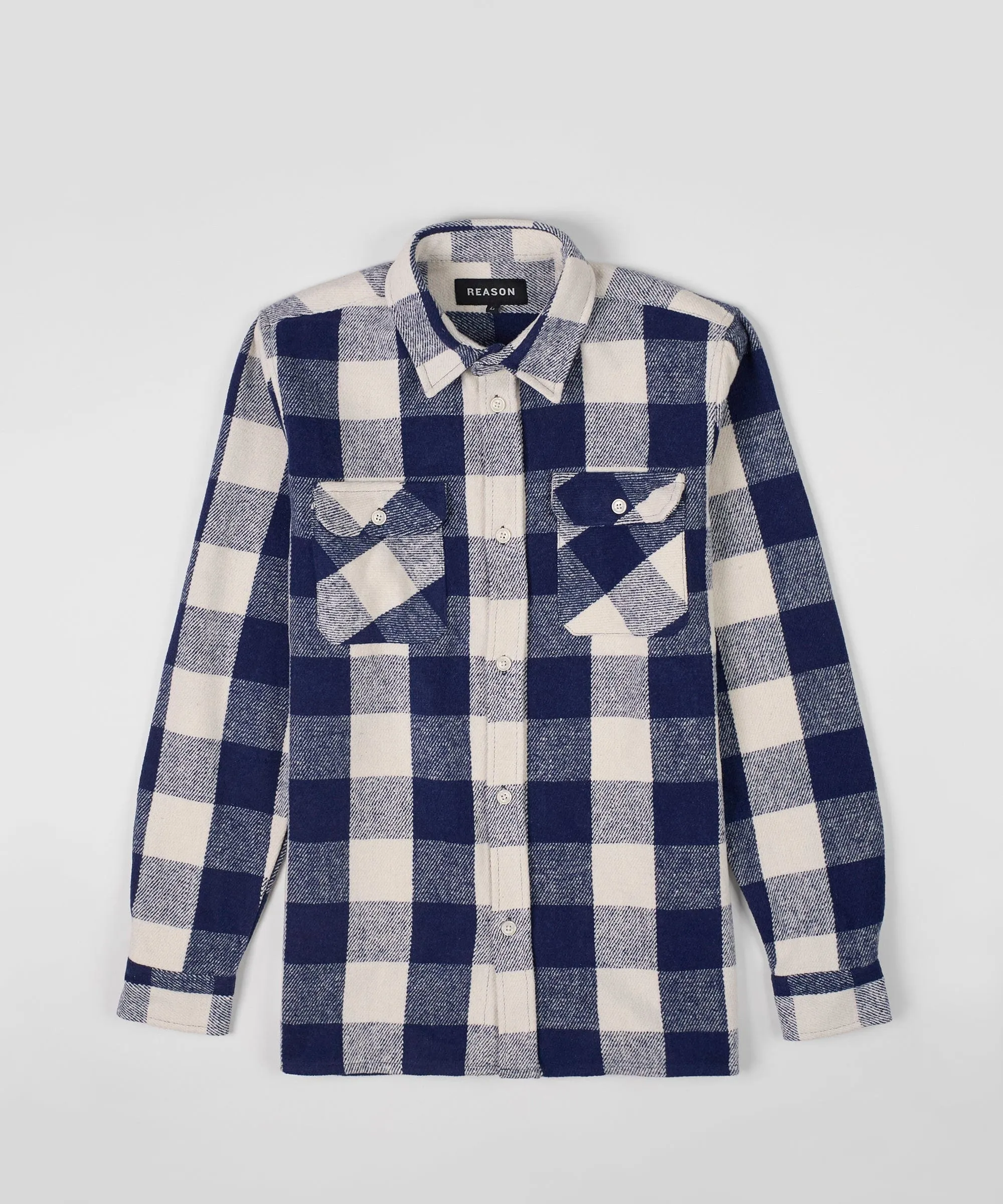 Plaid Long Sleeve Woven Shirt - Navy