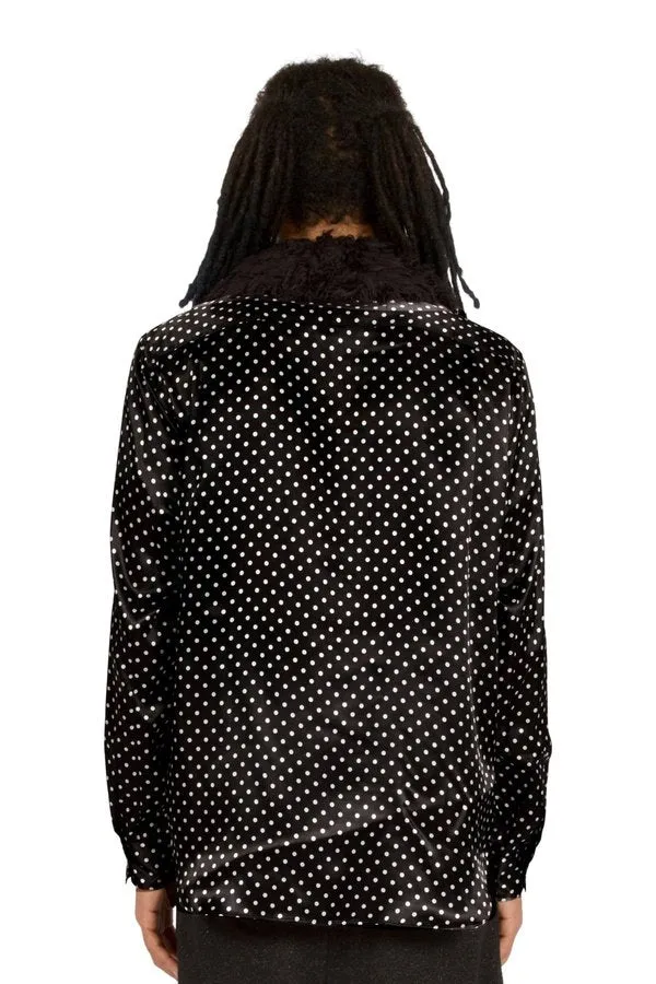 Polka Dot Fur Collar Shirt