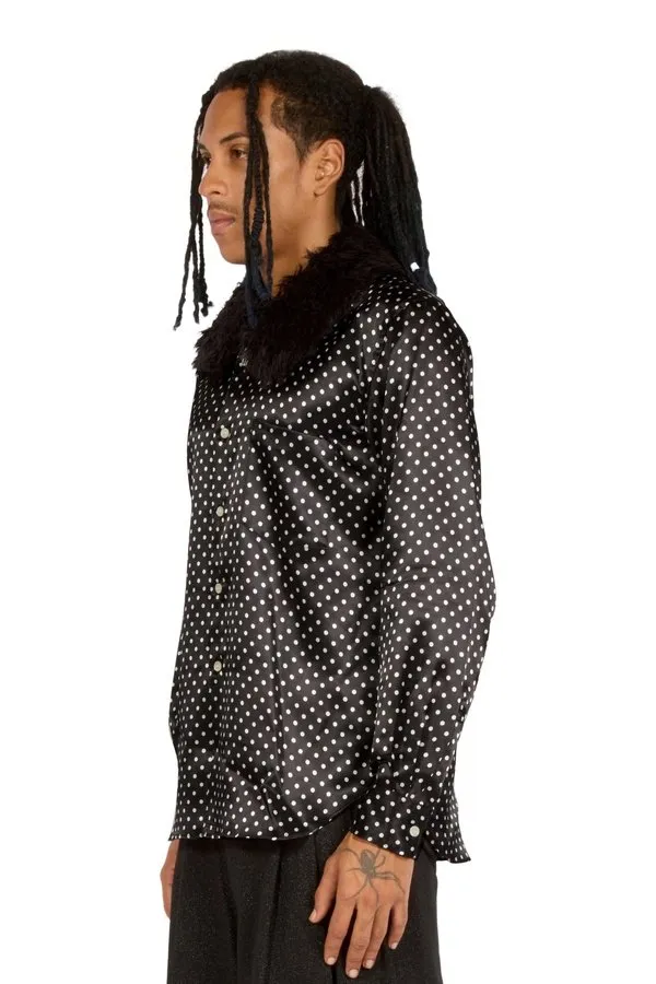 Polka Dot Fur Collar Shirt