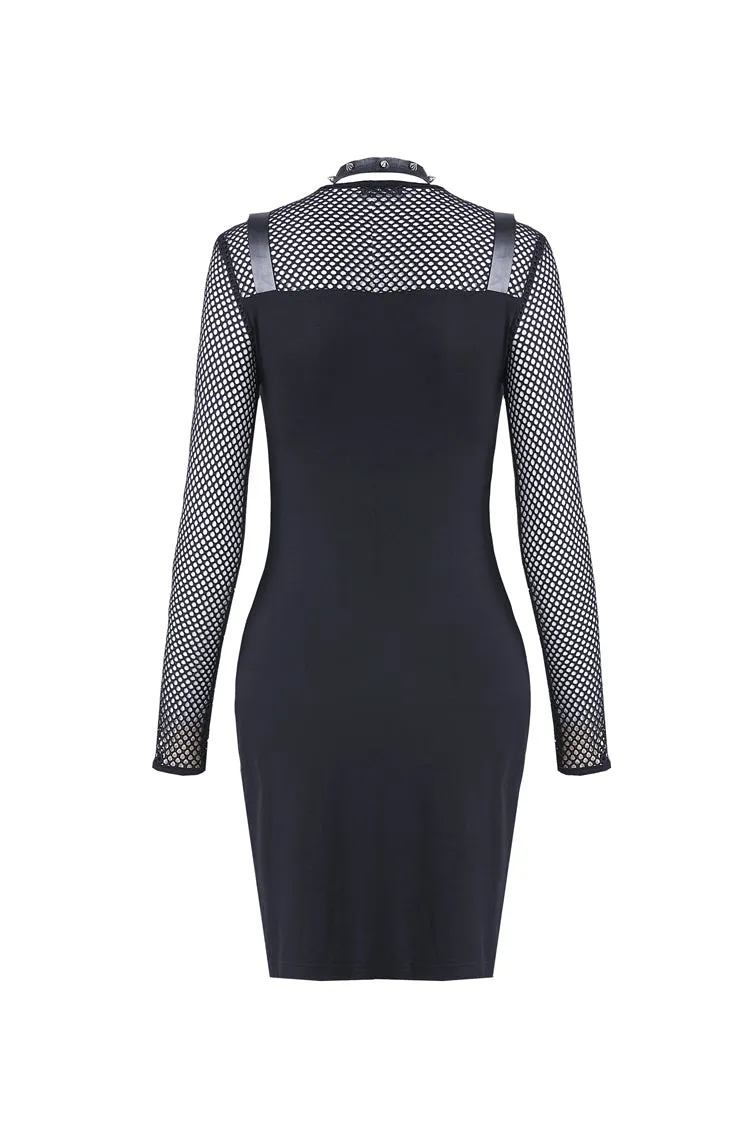 Punk metal studded mesh midi dress DW204