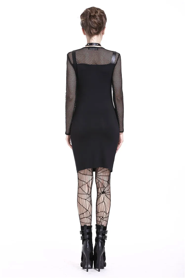 Punk metal studded mesh midi dress DW204