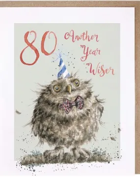 "80 Another Year Wiser" Birthday Greeting Card from Wrendale