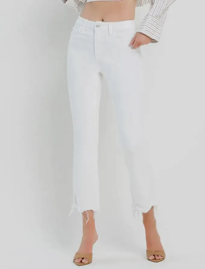 Raw Hem White Jeans