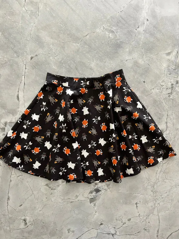 Retrolicious Skater Skirt in Spooky Cats Halloween Print