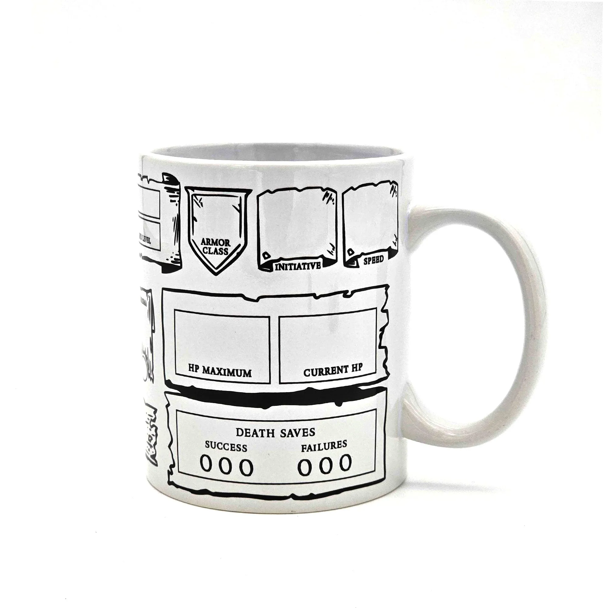 RPG Character Creation Coffee Mug and Dice Set