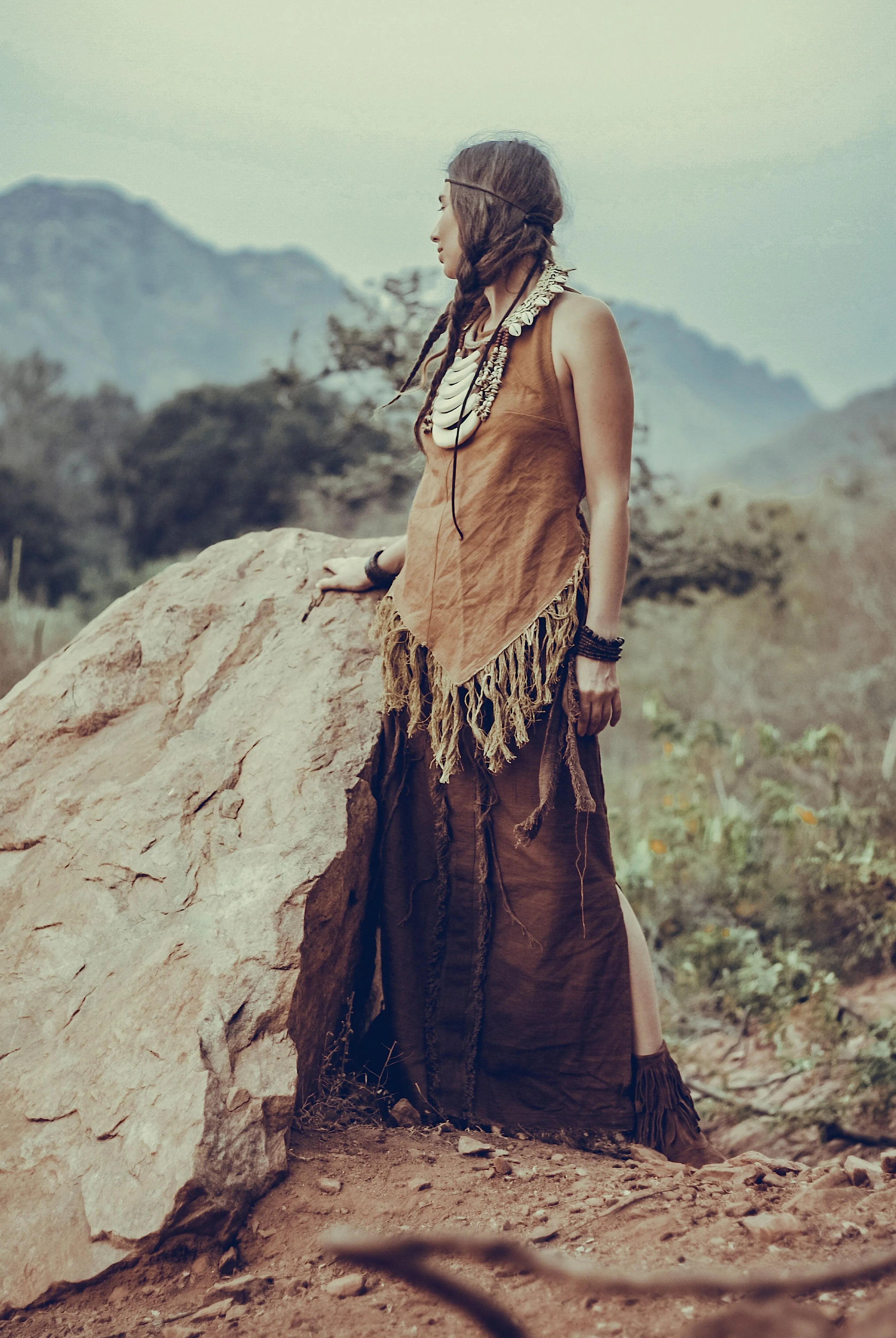 Shamanic Woman Outfit ⋙ Forest Woman Backless Halter Top   Wise Tree Skirt