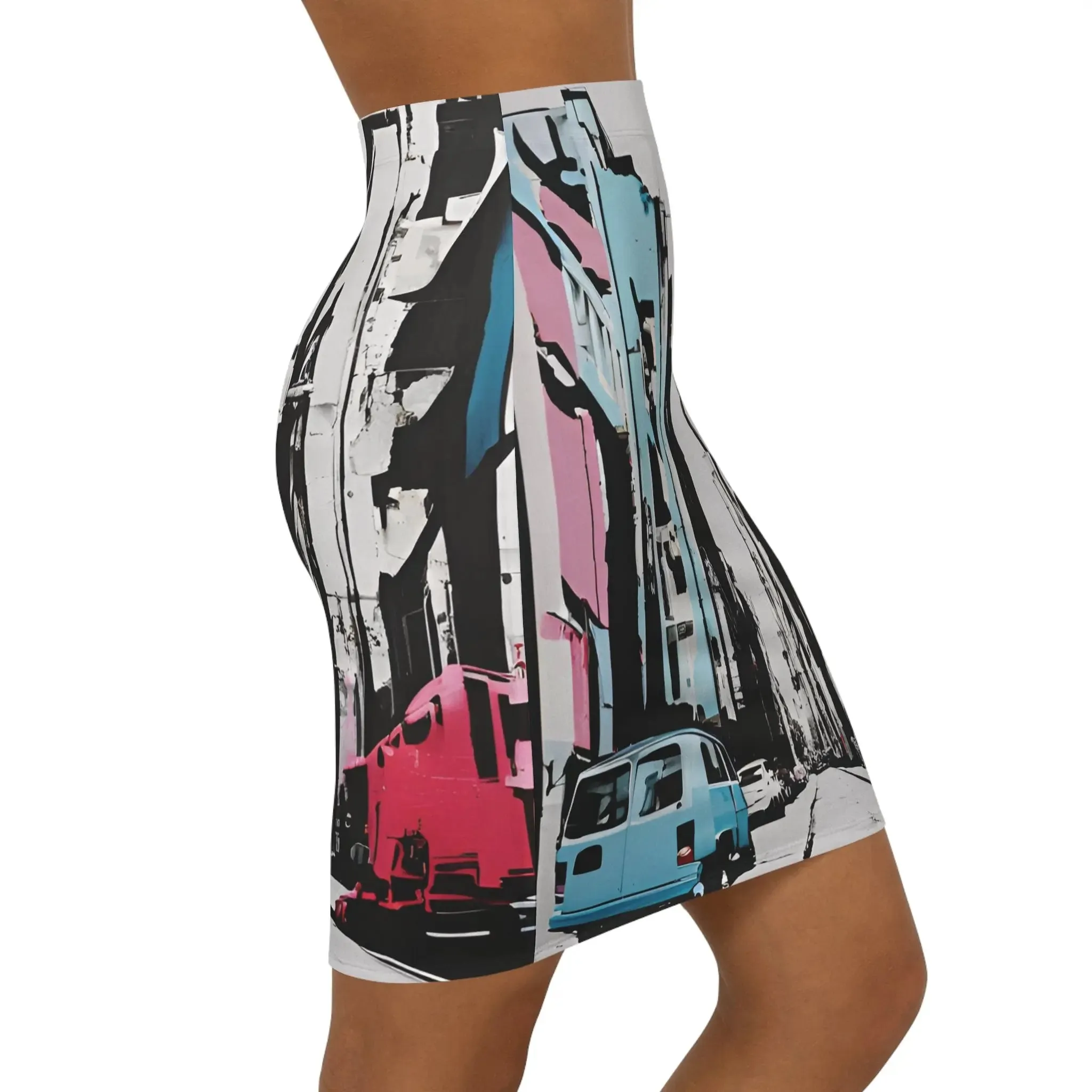 Skirt Mid-Waist Pencil Street Art Inspired Women's