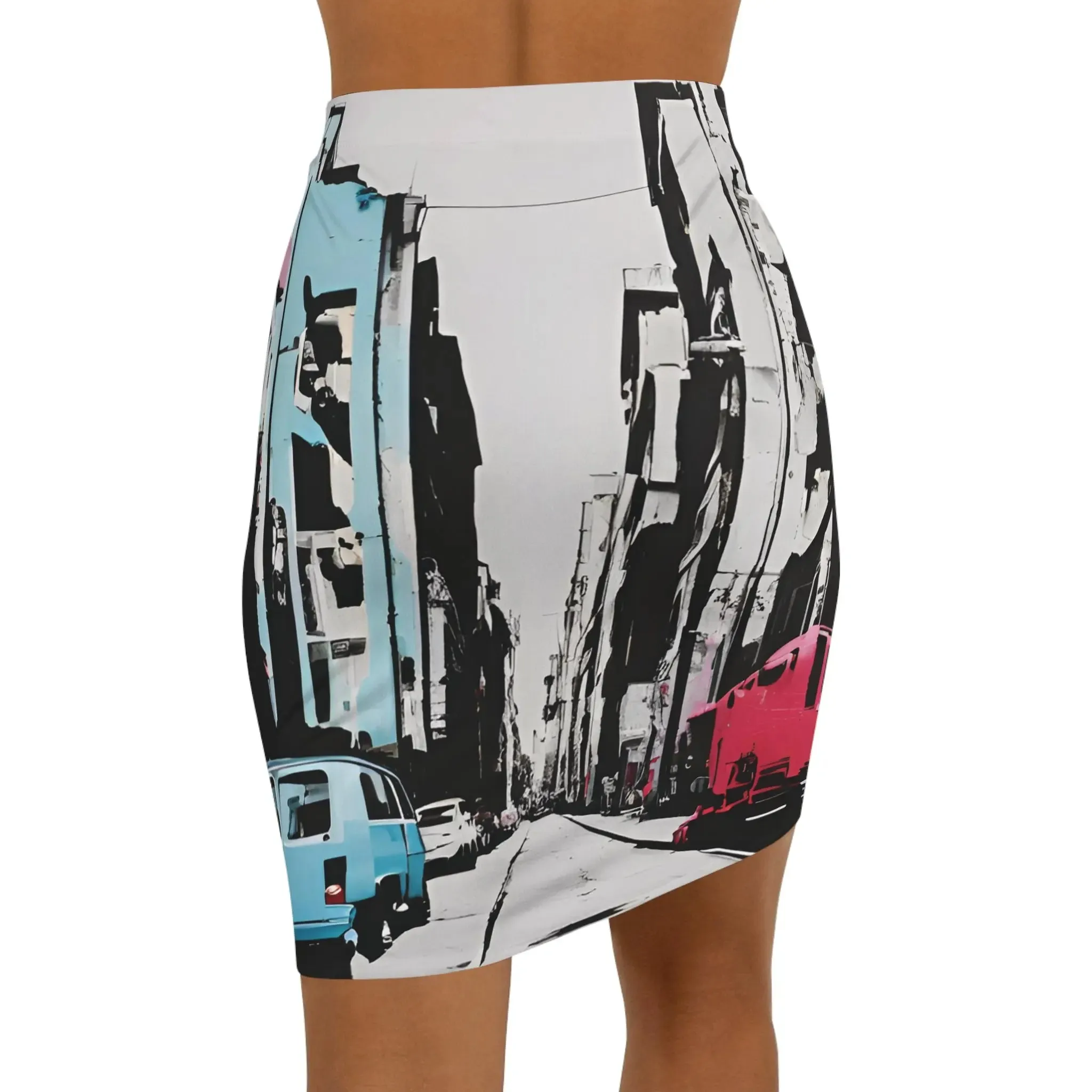 Skirt Mid-Waist Pencil Street Art Inspired Women's