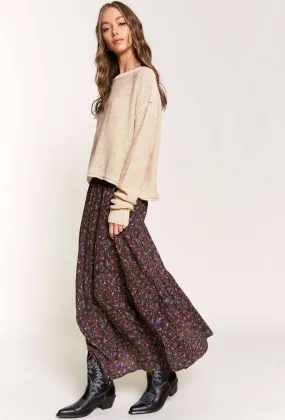 SMOCKED WAIST BROWN MAXI