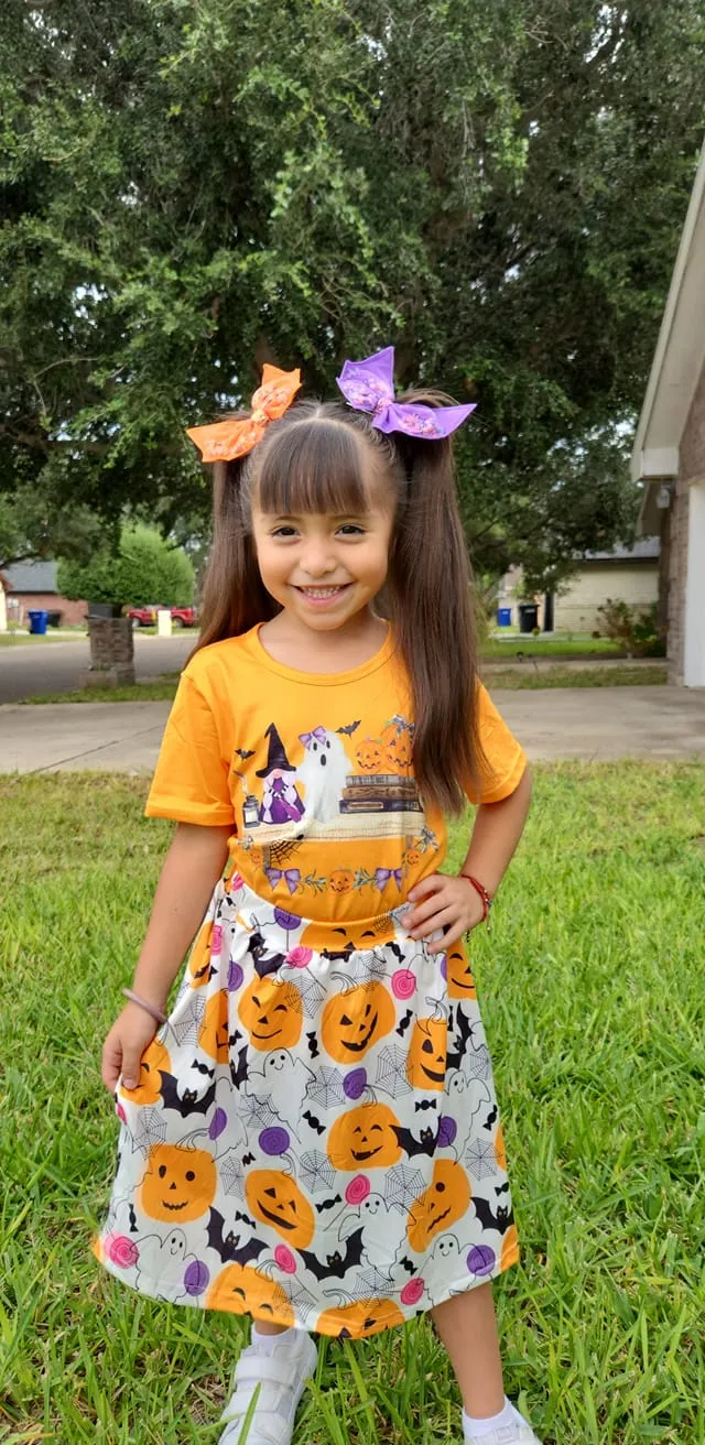 SPOOKY HALLOWEEN PUMPKIN TOP & SKIRT SET