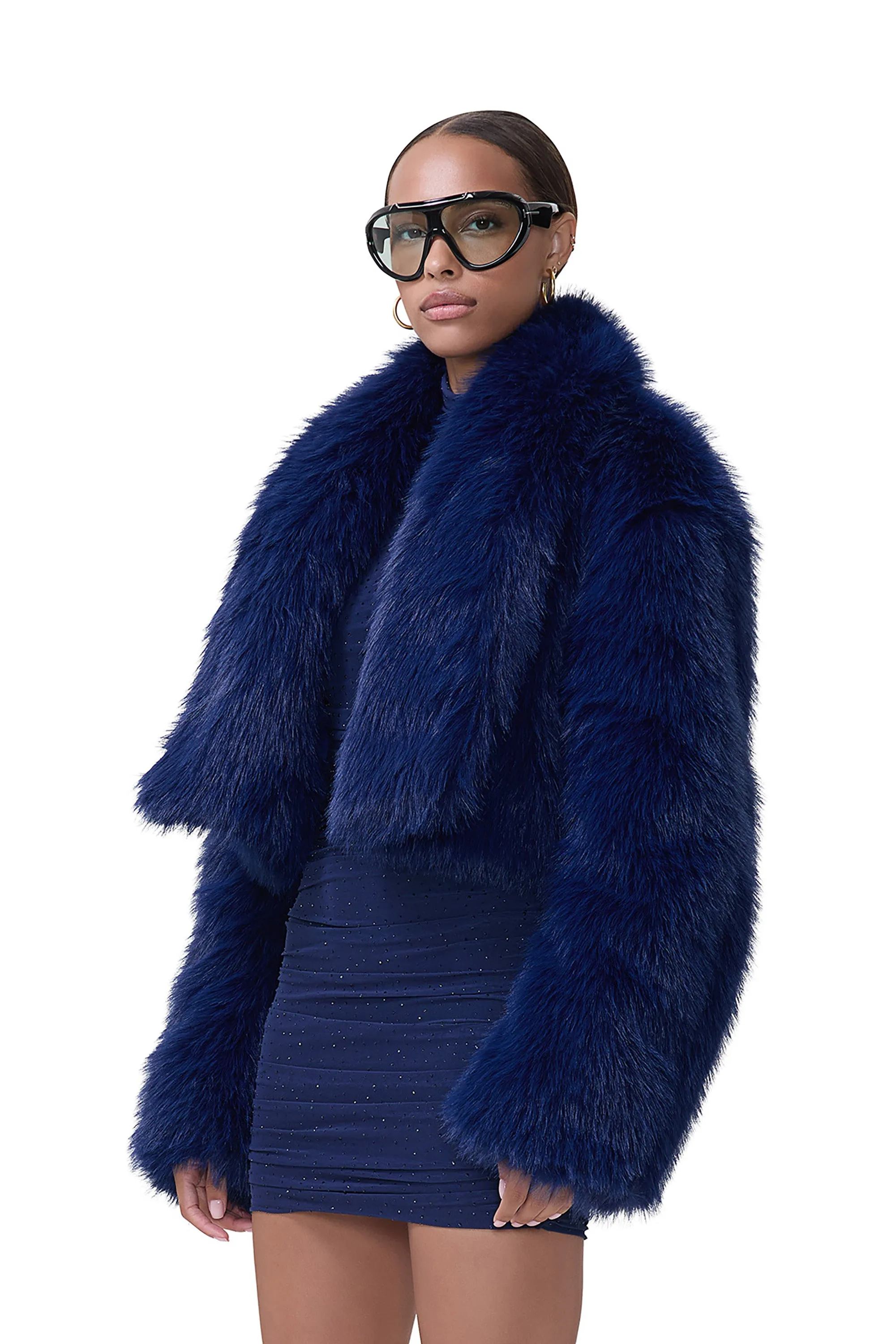 Stephanie Fur Jacket - Dark Navy