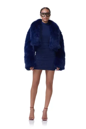 Stephanie Fur Jacket - Dark Navy