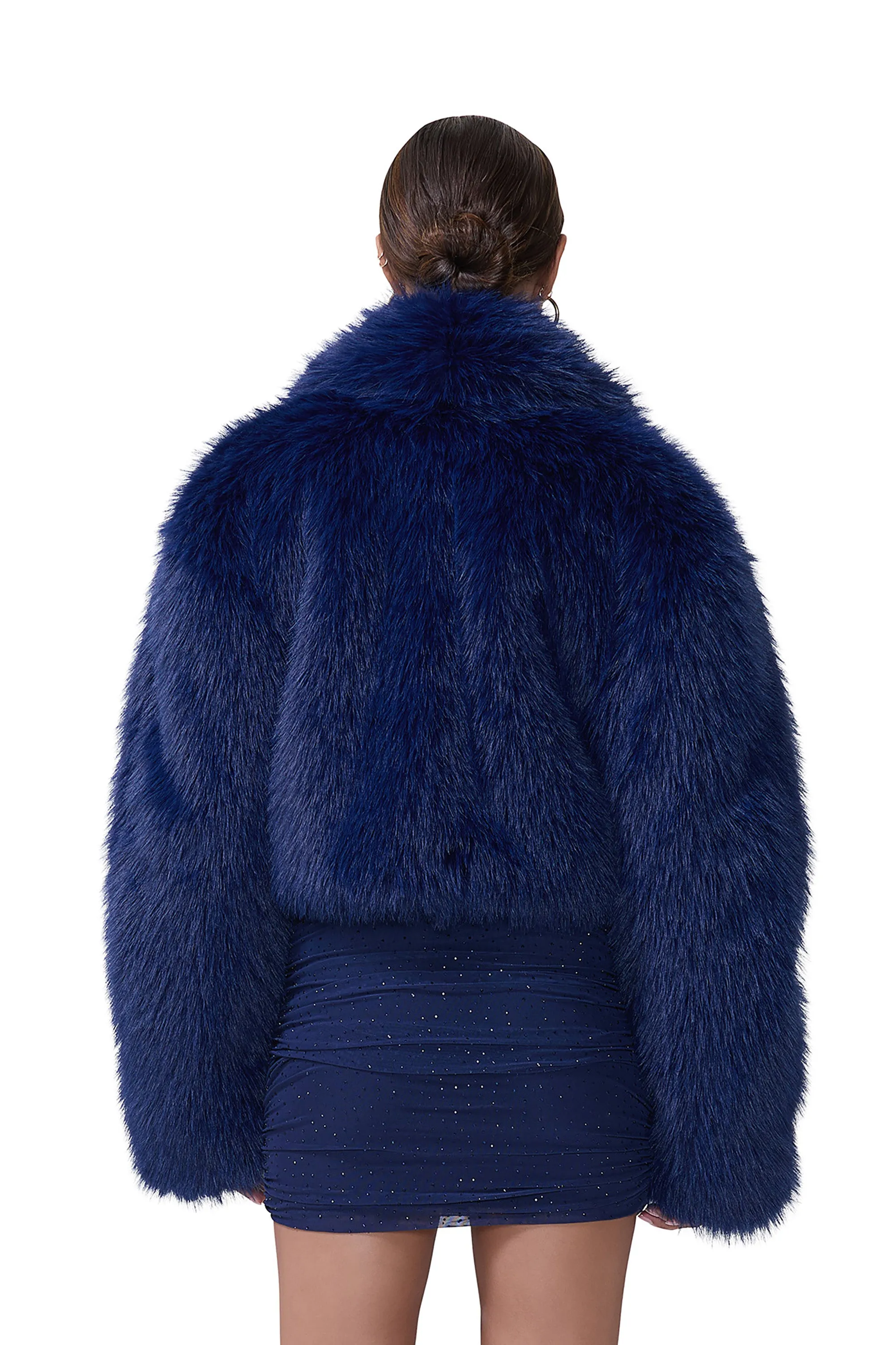 Stephanie Fur Jacket - Dark Navy