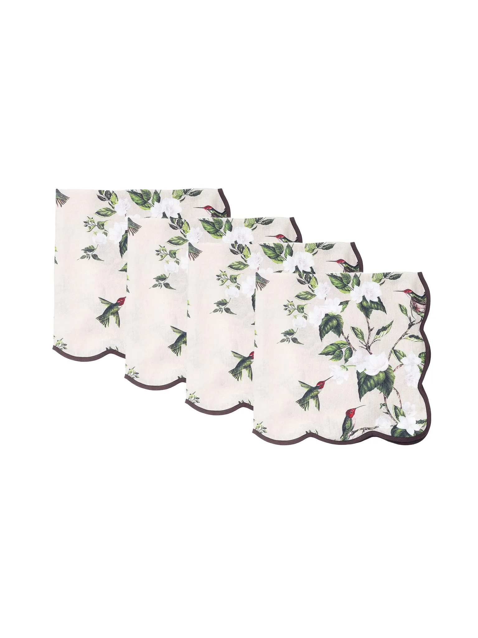 Tan Hummingbird Organic Linen Napkins (set of 4)