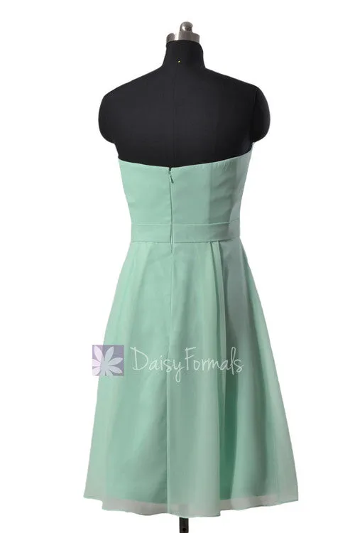 Tea Green Bridesmaids Dresses Short Strapless Dresses Sweetheart Prom Dress (MM001)