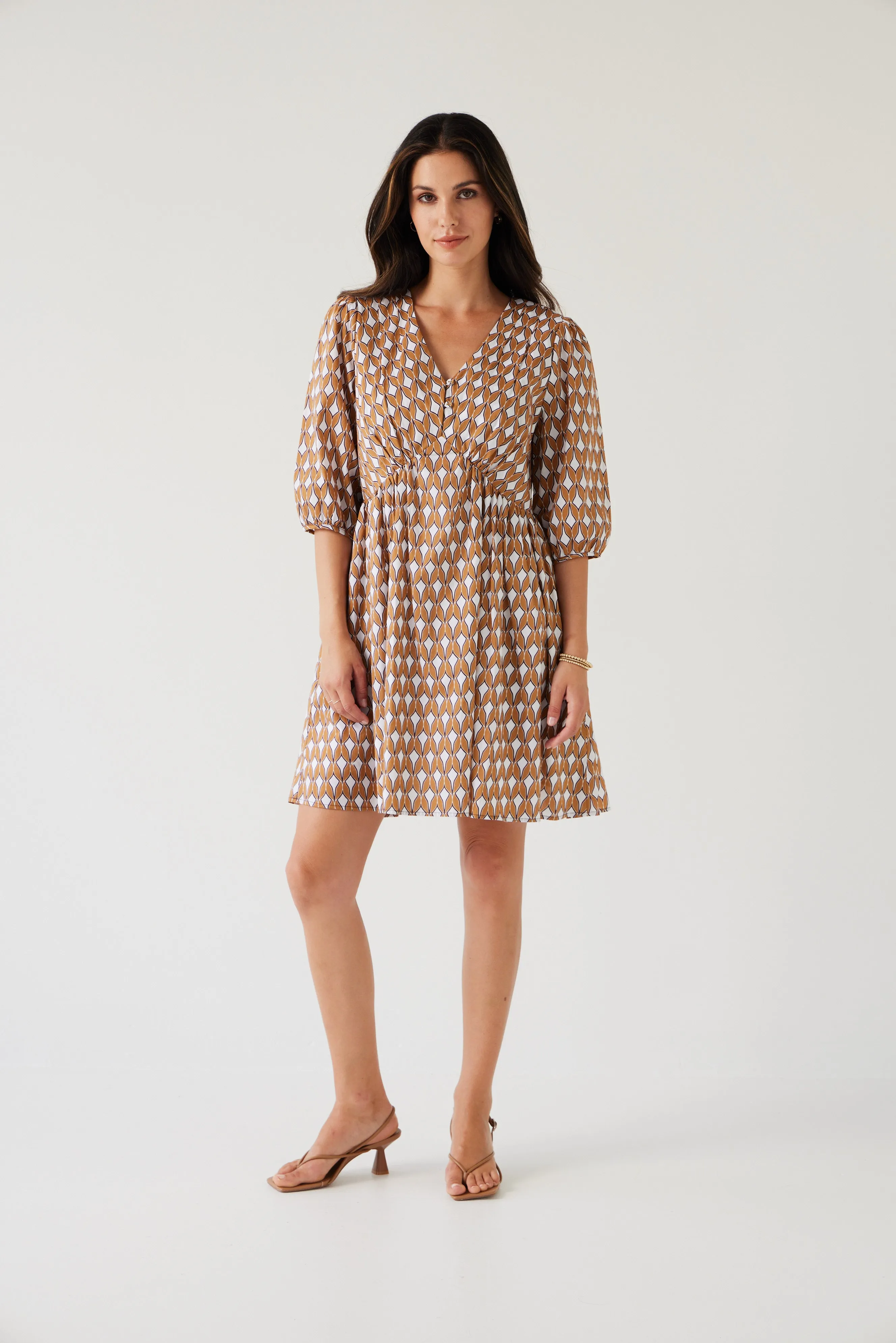 Tilly Mini Dress | Gold Print