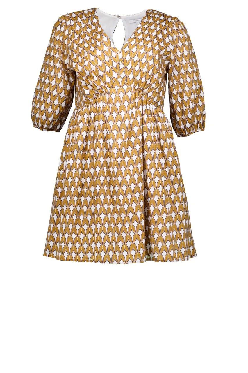 Tilly Mini Dress | Gold Print