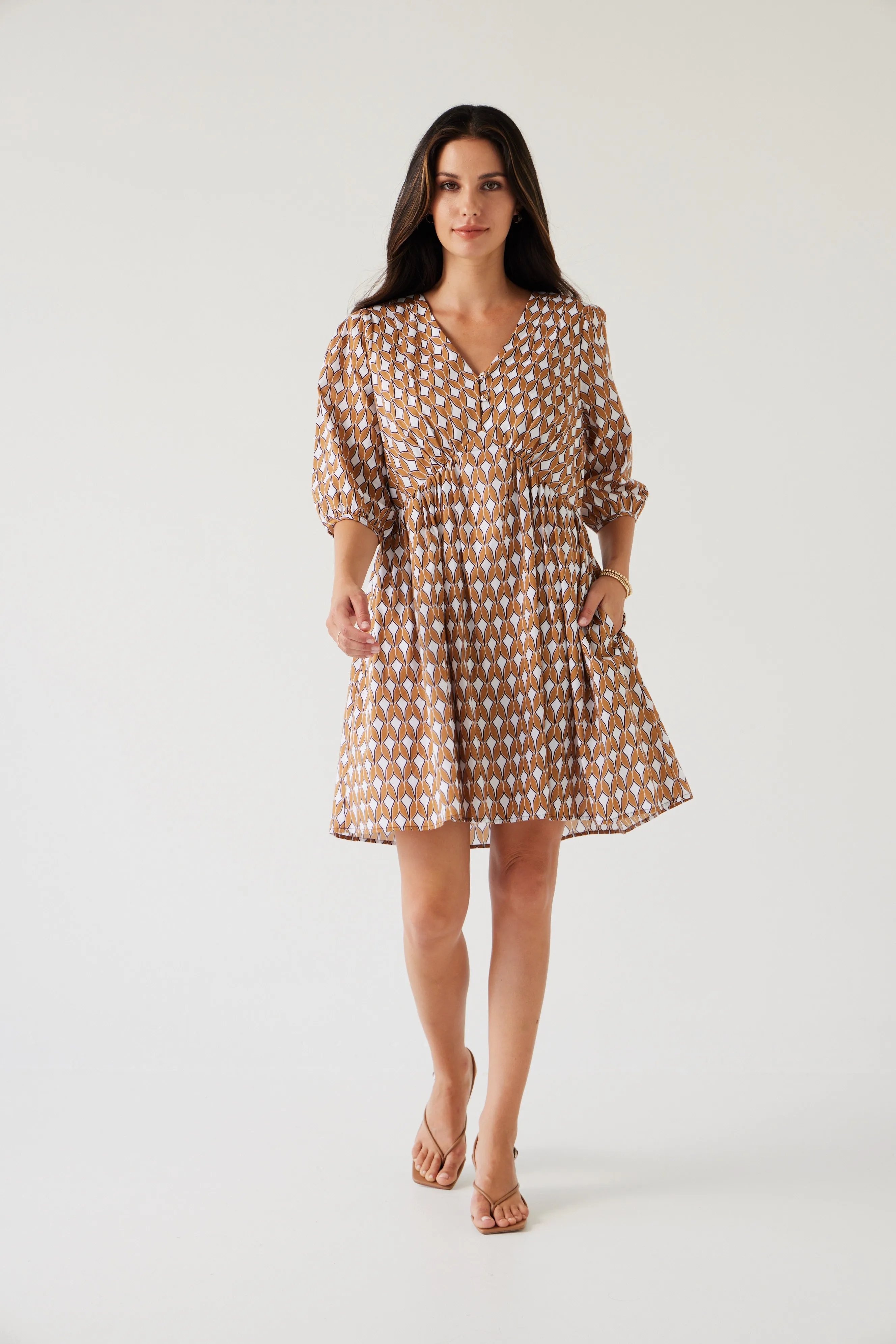 Tilly Mini Dress | Gold Print