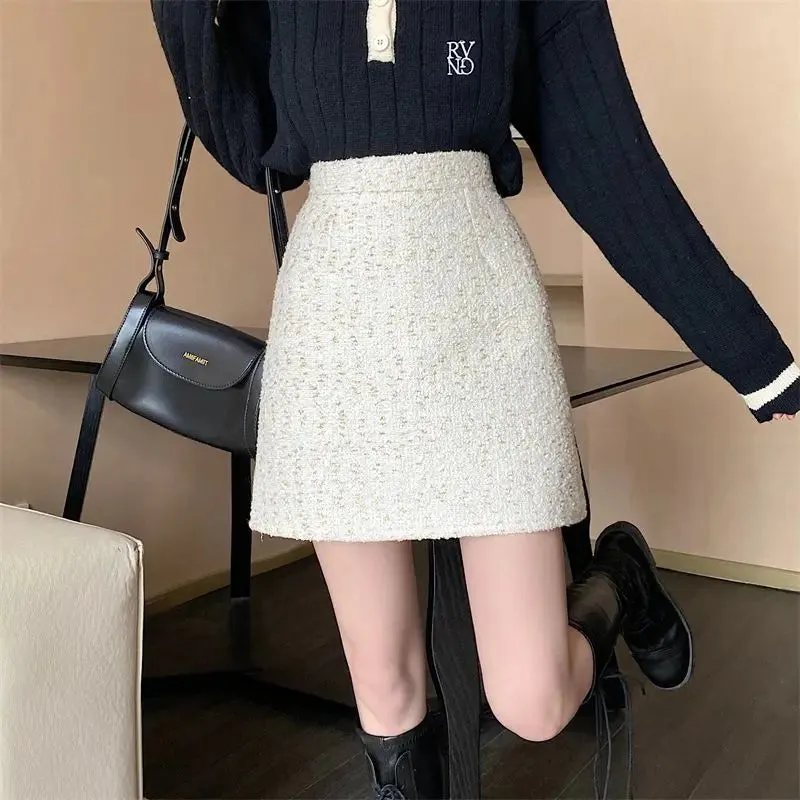 Toleet-3 Colors Mini Skirts Women A-line Office Lady Autumn High Waist Chic Leisure Temperament Korean Style All-match Classic Faldas