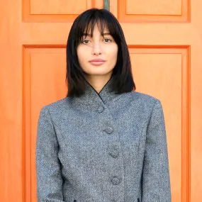 Tweed Riding Jacket in light blue herringbone