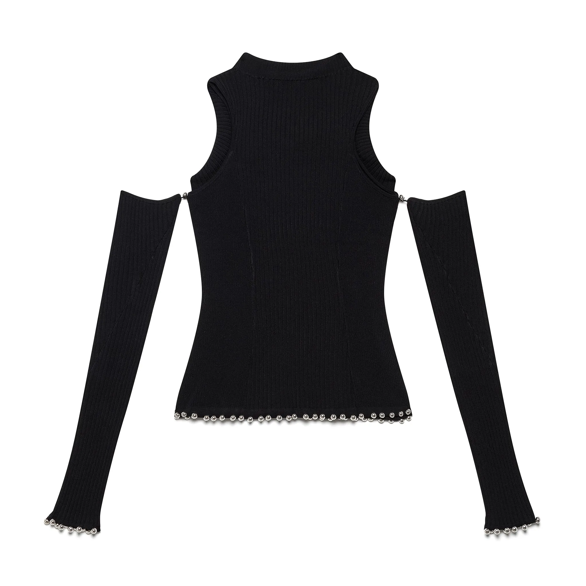 Twist Knit Top w/ Glove Sleeves - Black