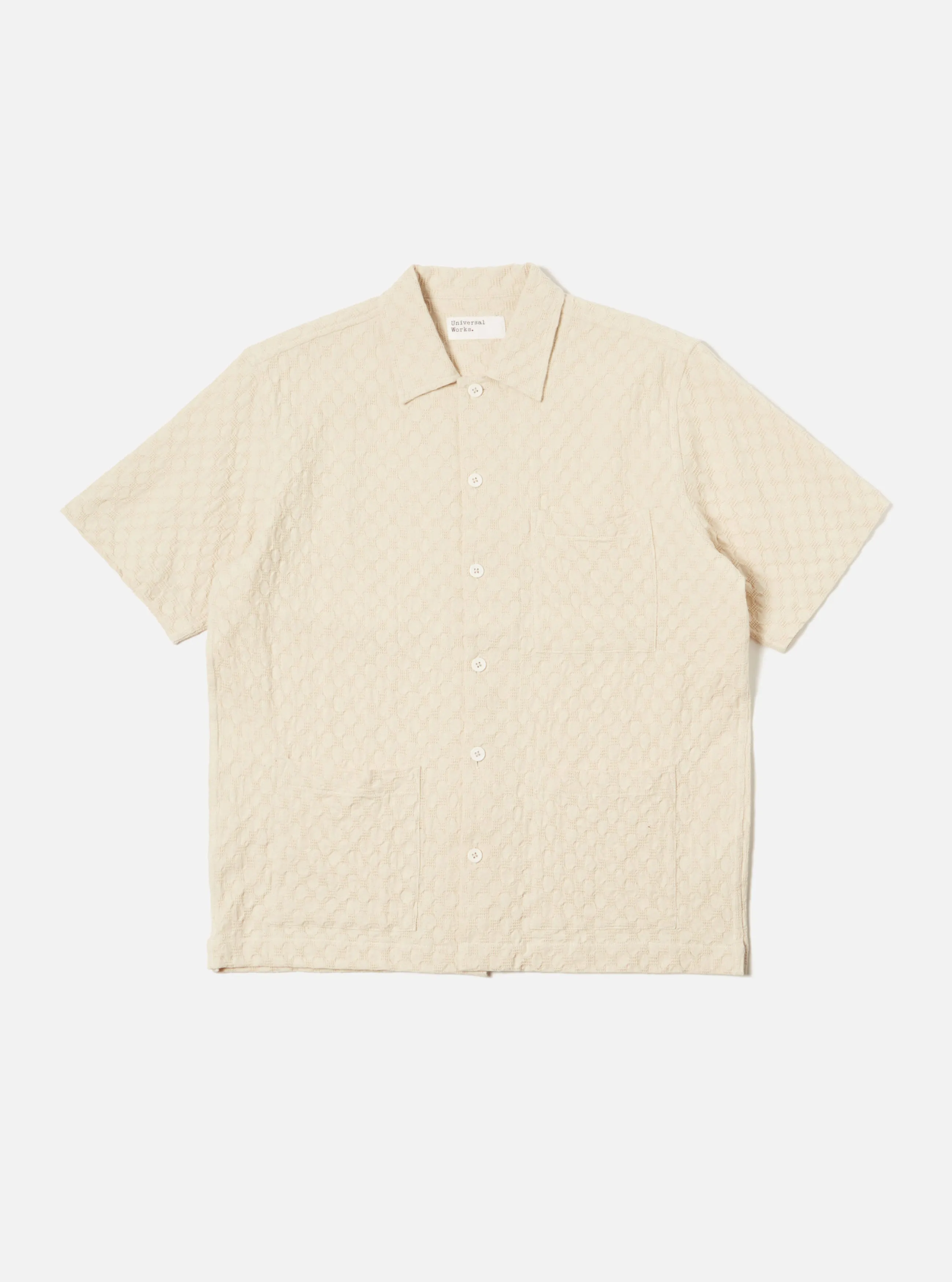 Universal Works Island Shirt in Ecru Dot Waffle