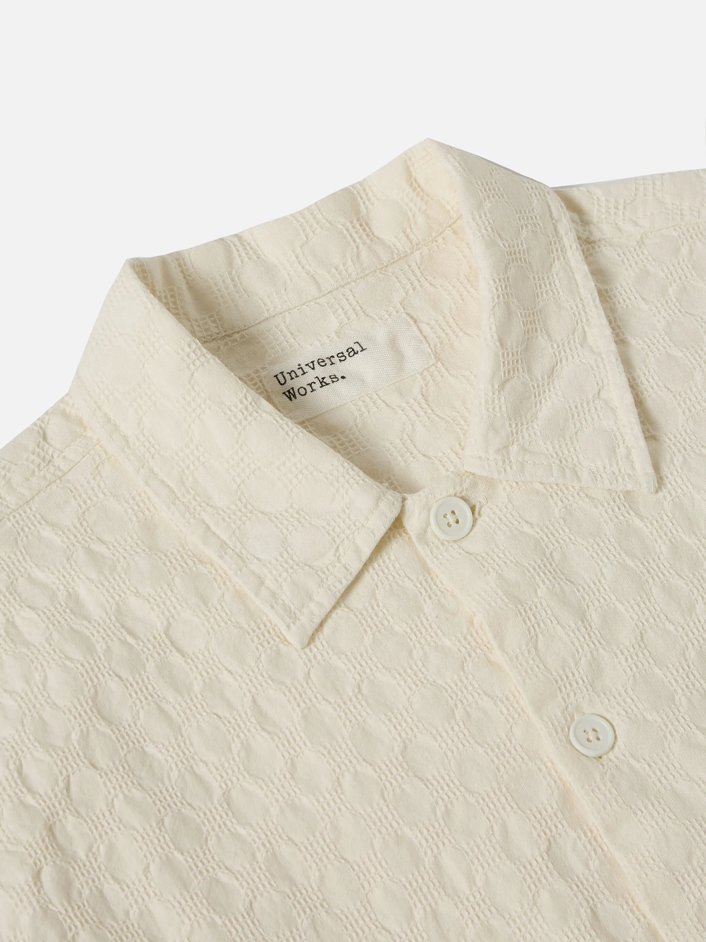 Universal Works Island Shirt in Ecru Dot Waffle