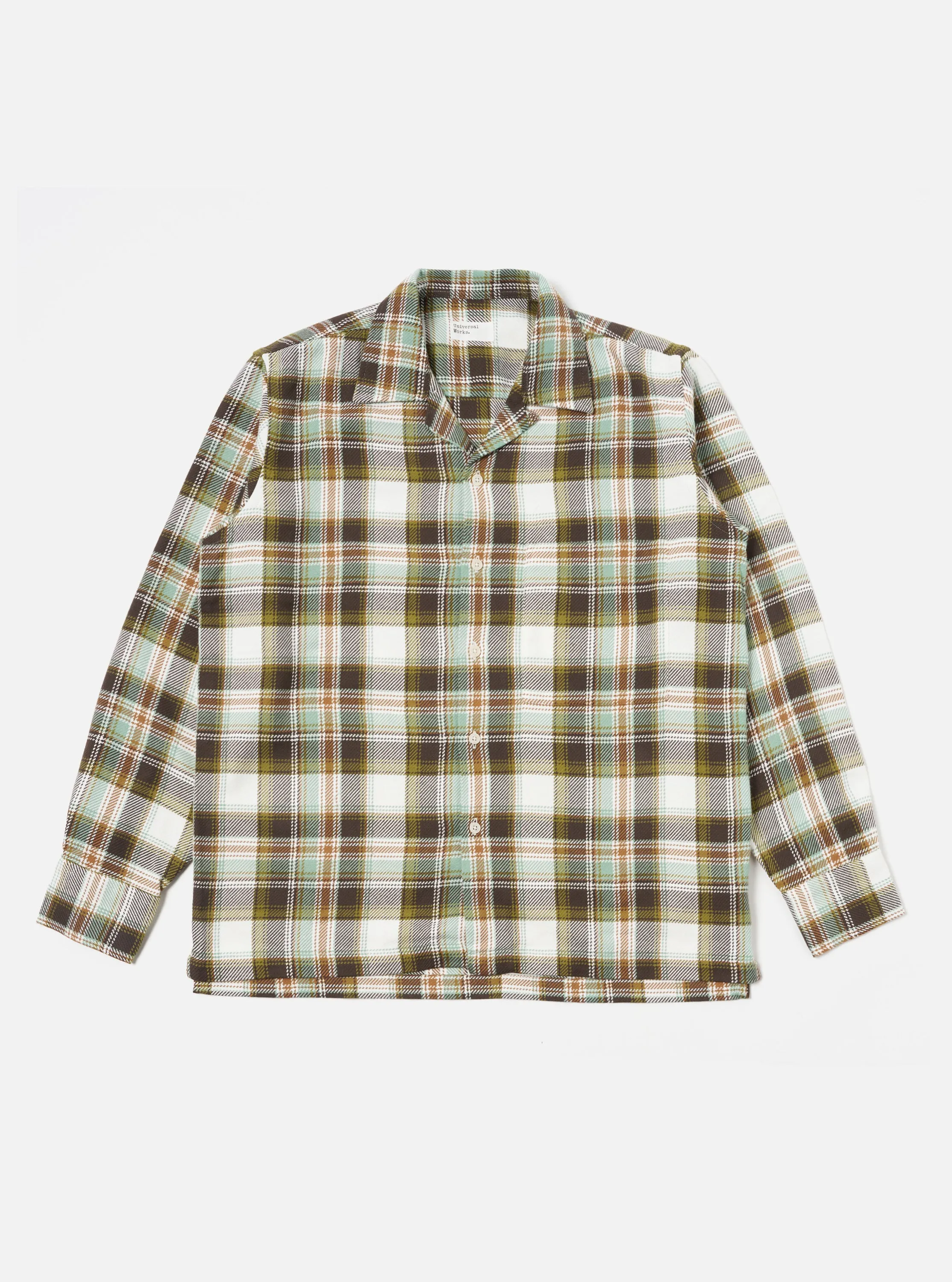 Universal Works L/S Camp Shirt in Pistachio Tahoe Check