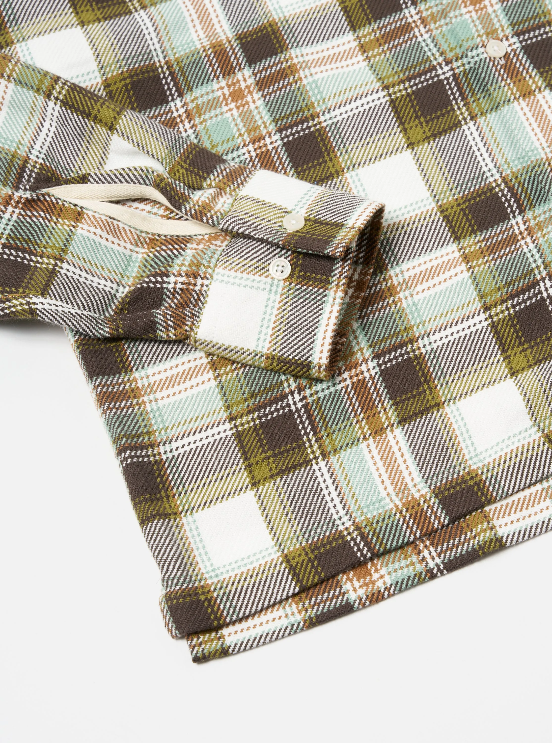 Universal Works L/S Camp Shirt in Pistachio Tahoe Check