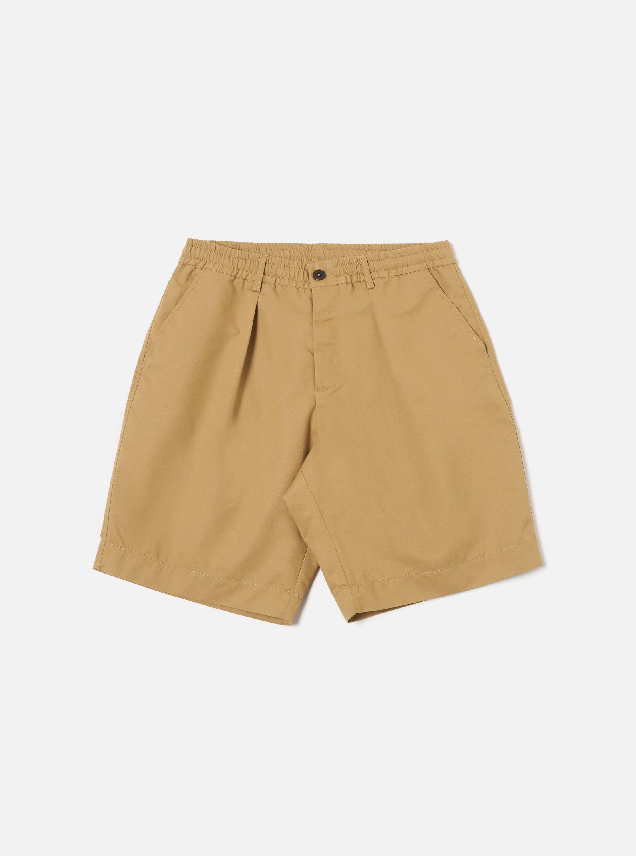 Universal Works Pleated Track Short in Sand Brushed Polytech