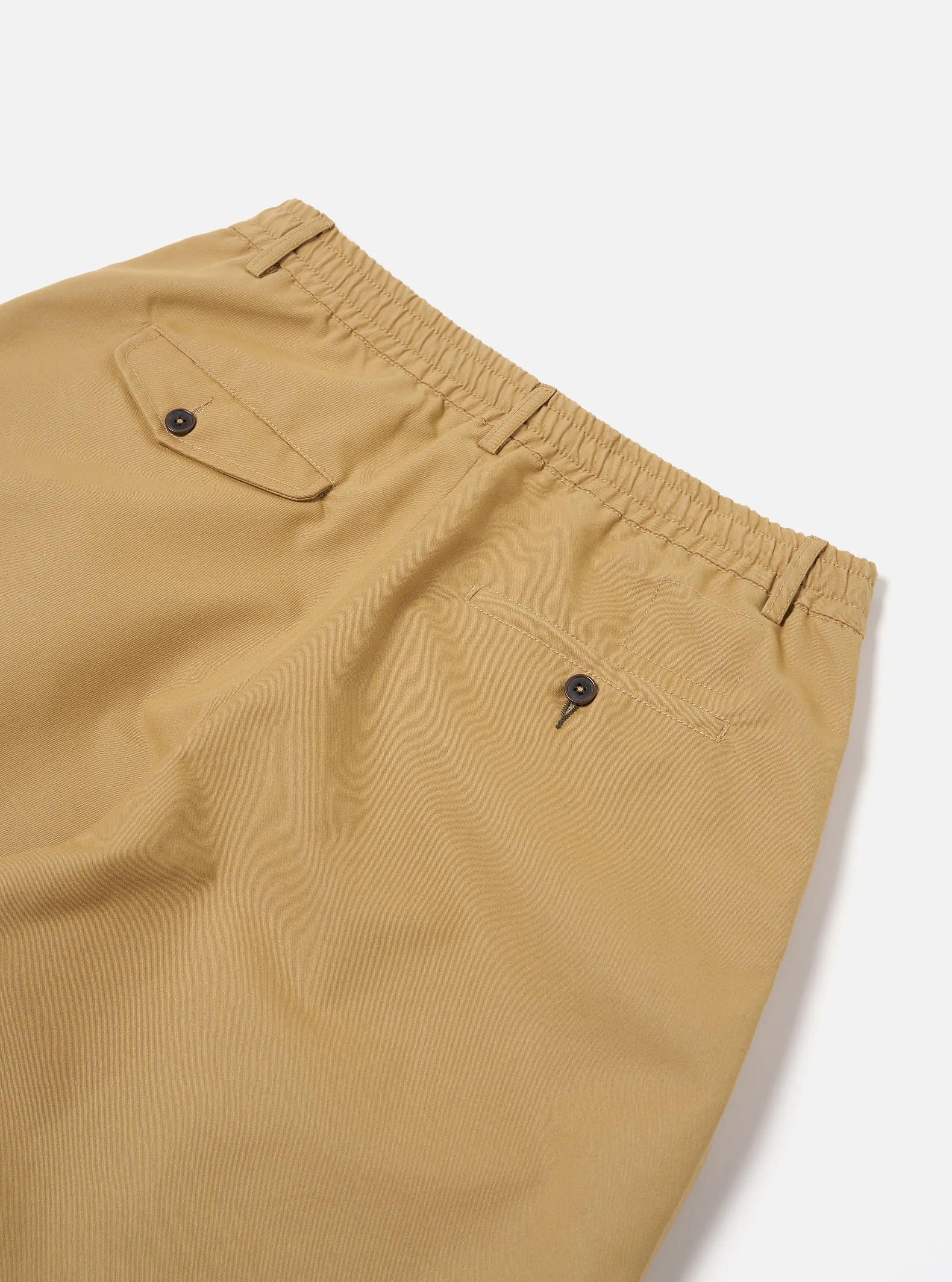 Universal Works Pleated Track Short in Sand Brushed Polytech