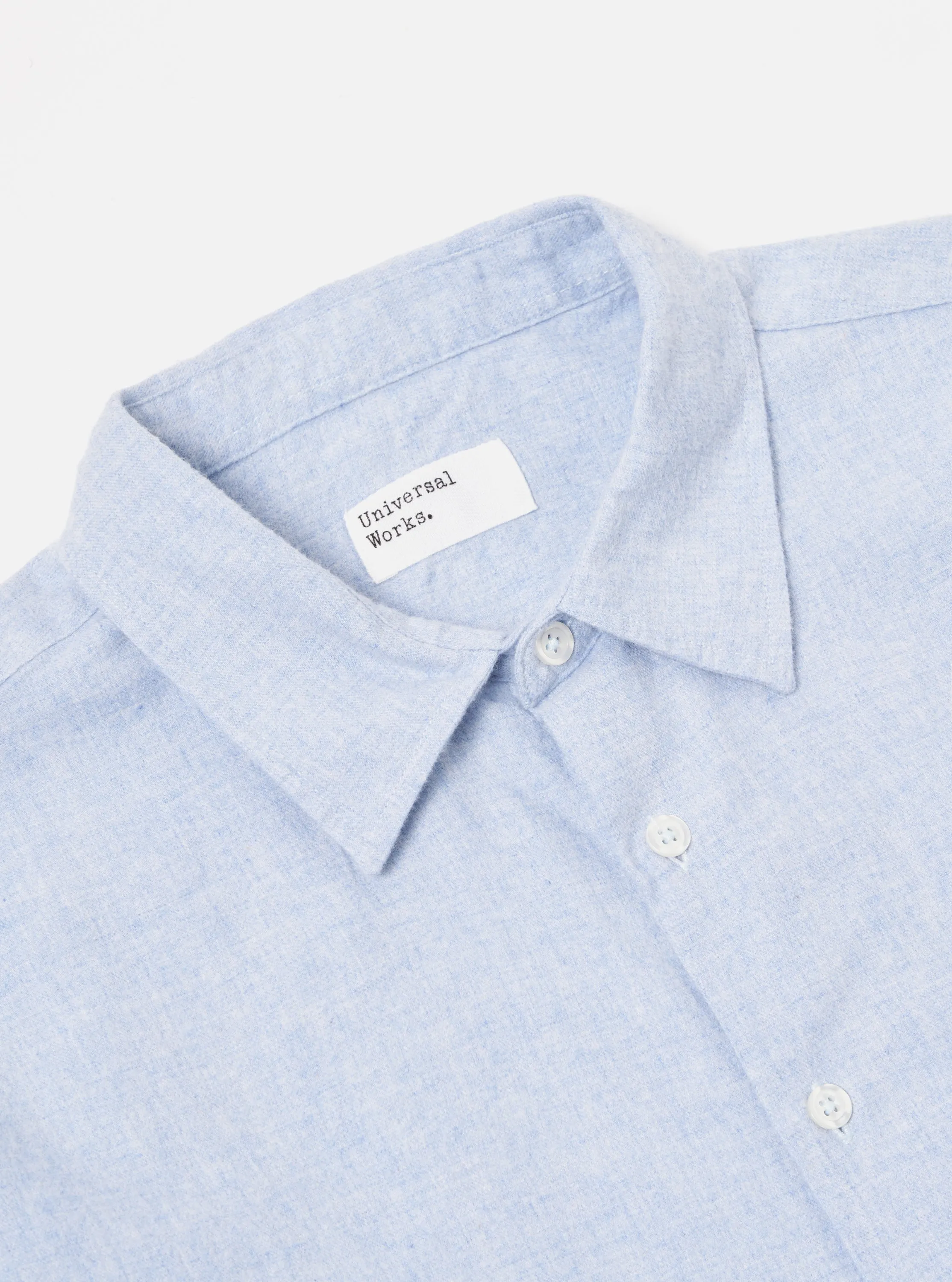 Universal Works Square Pocket Shirt in Blue Brushed Flannel