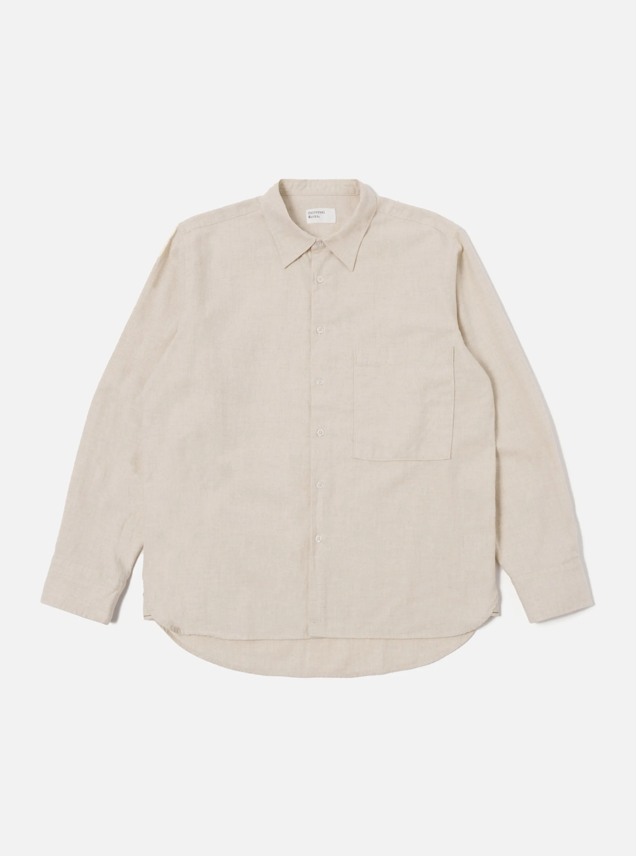 Universal Works Square Pocket Shirt in Sand Brushed Flannel