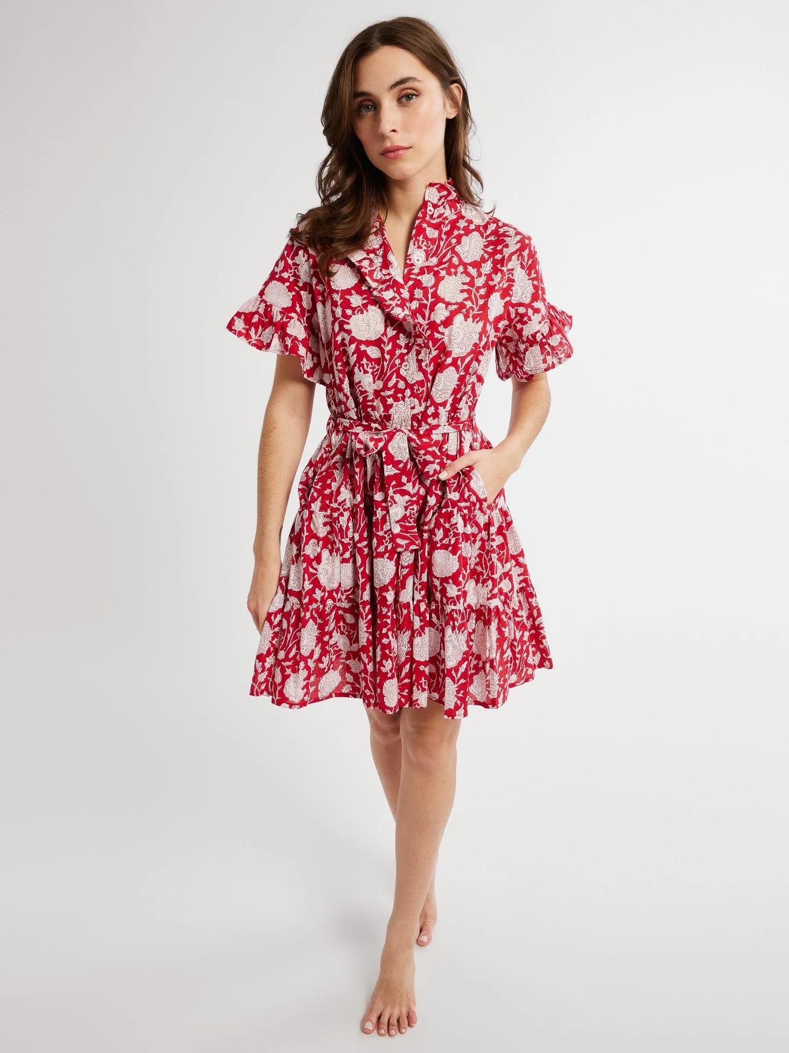 Violetta Dress in Red Zinnia