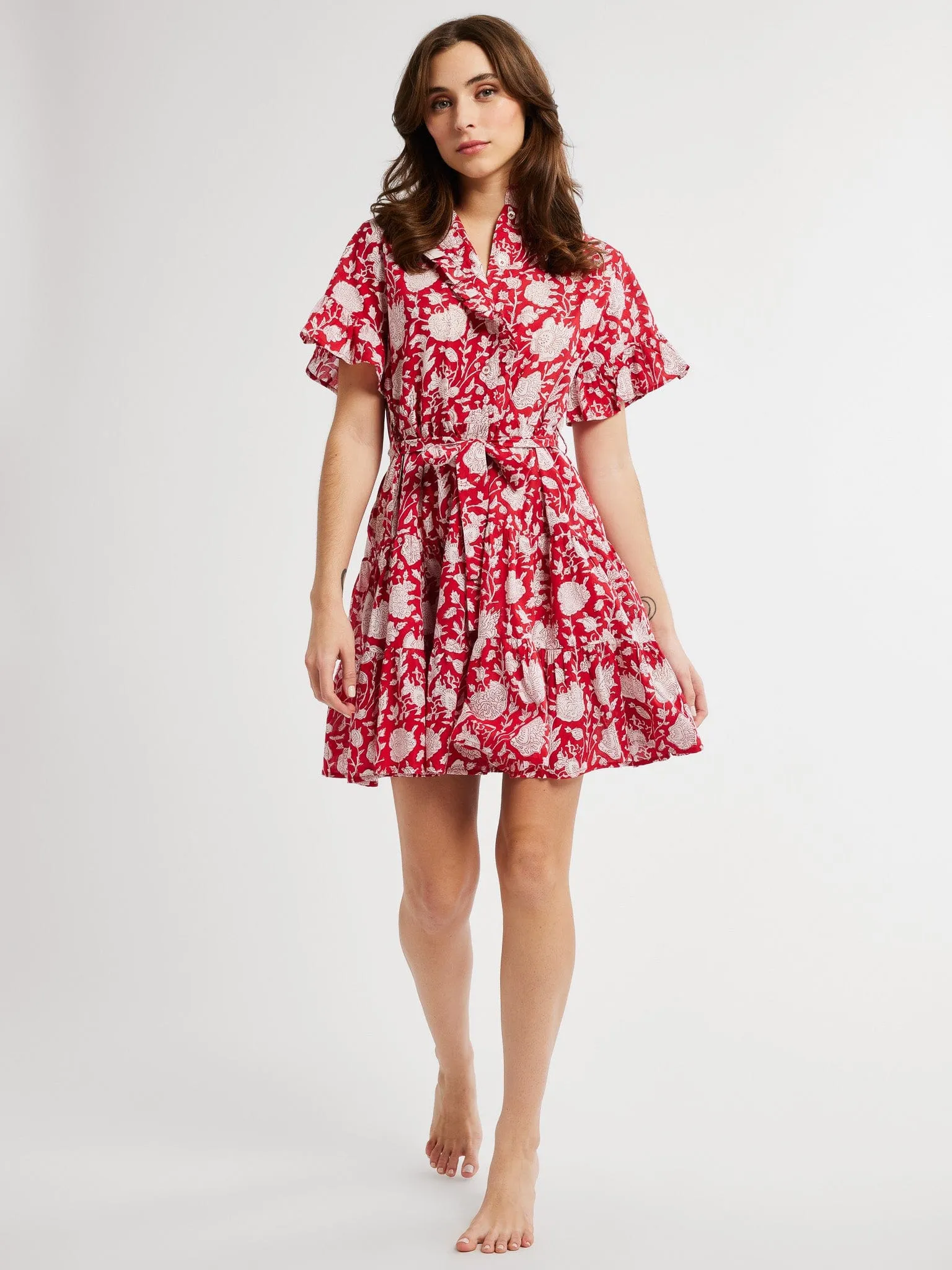 Violetta Dress in Red Zinnia