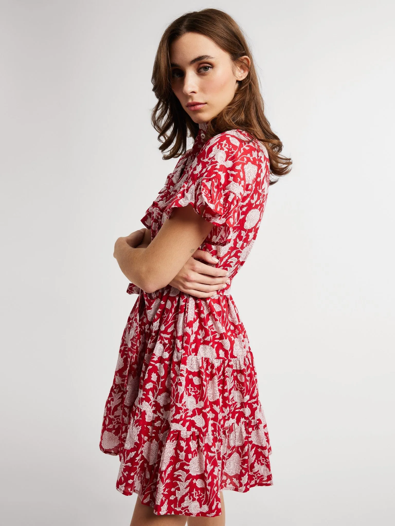 Violetta Dress in Red Zinnia