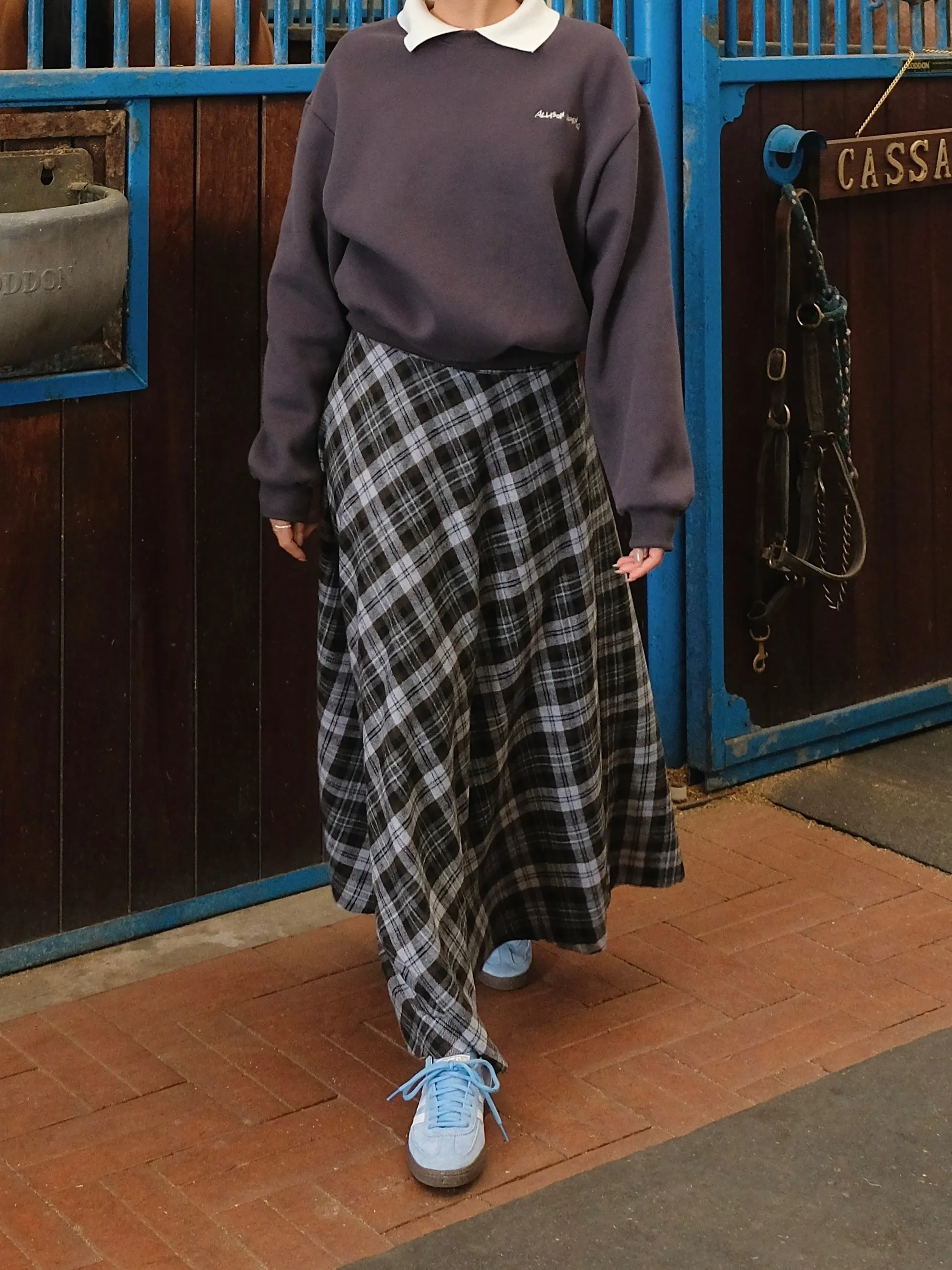 Volumy Check Long Skirt