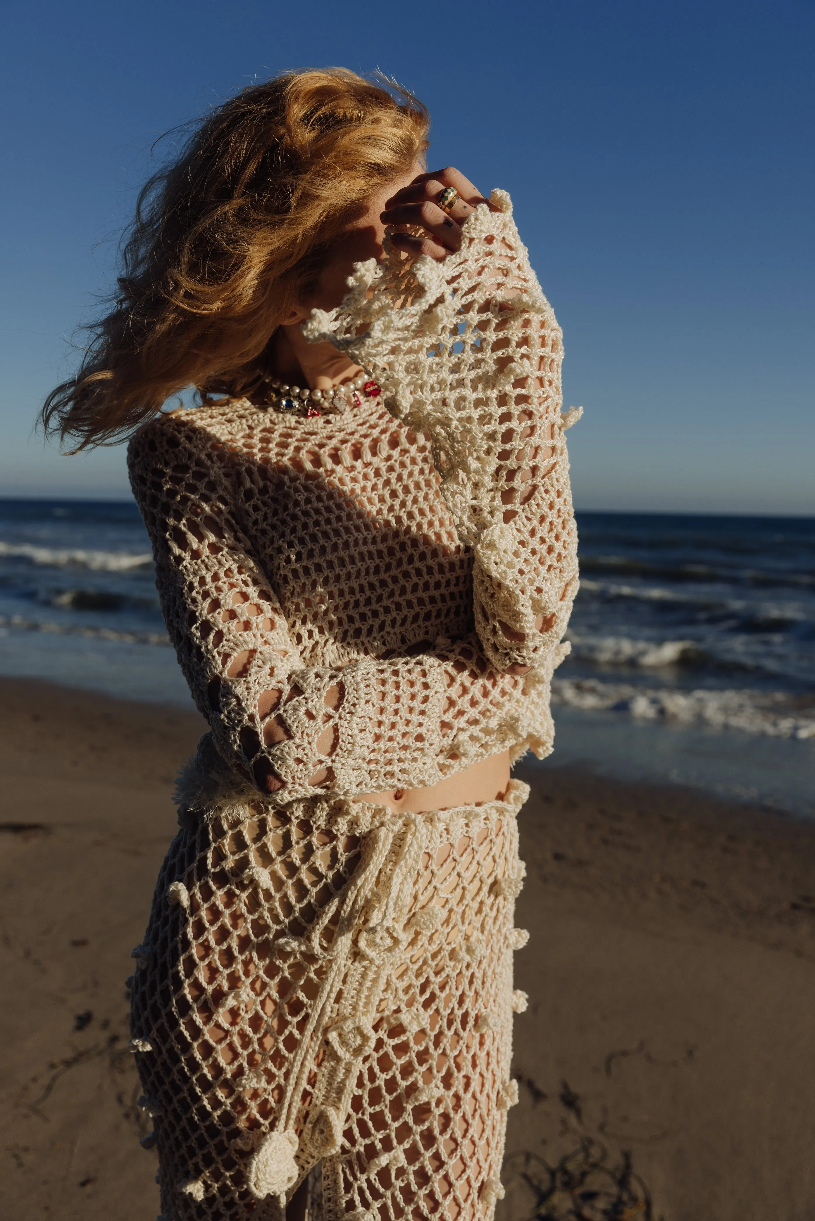 White Handmade Crochet Skirt