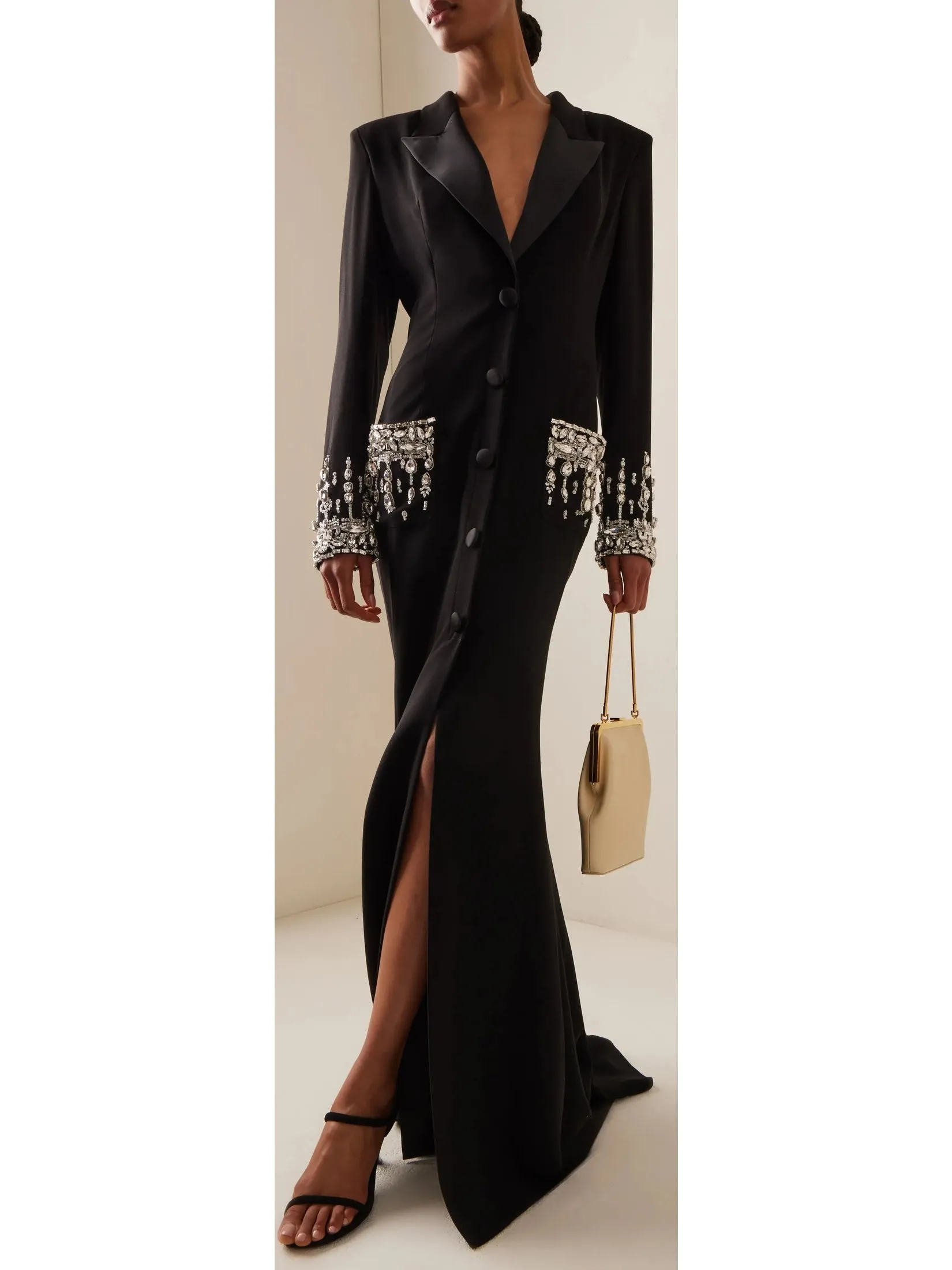 Women’s Crystal-Embellished Cady Blazer Dress/Gown