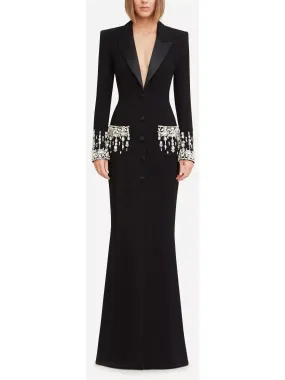 Women’s Crystal-Embellished Cady Blazer Dress/Gown