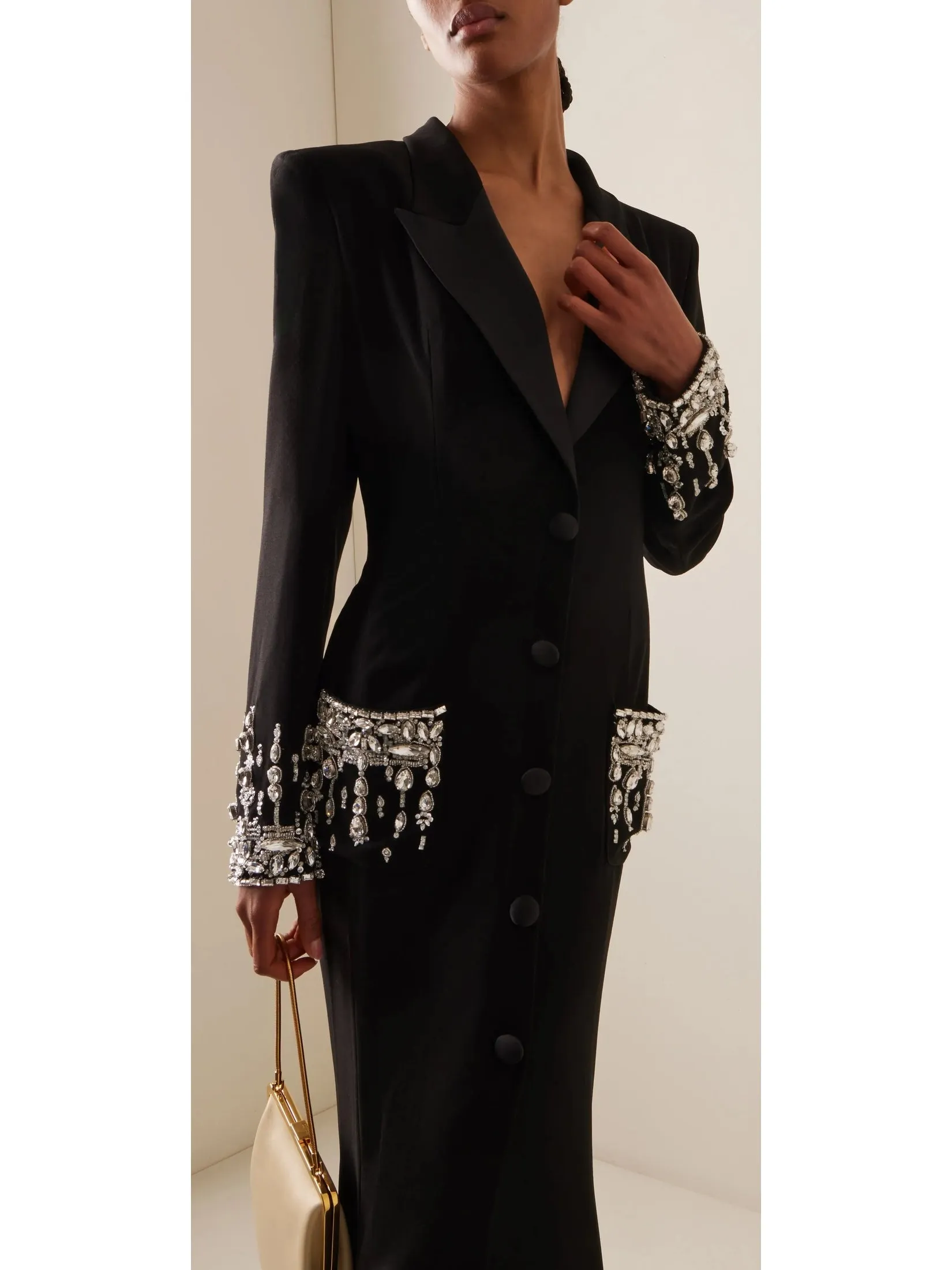 Women’s Crystal-Embellished Cady Blazer Dress/Gown