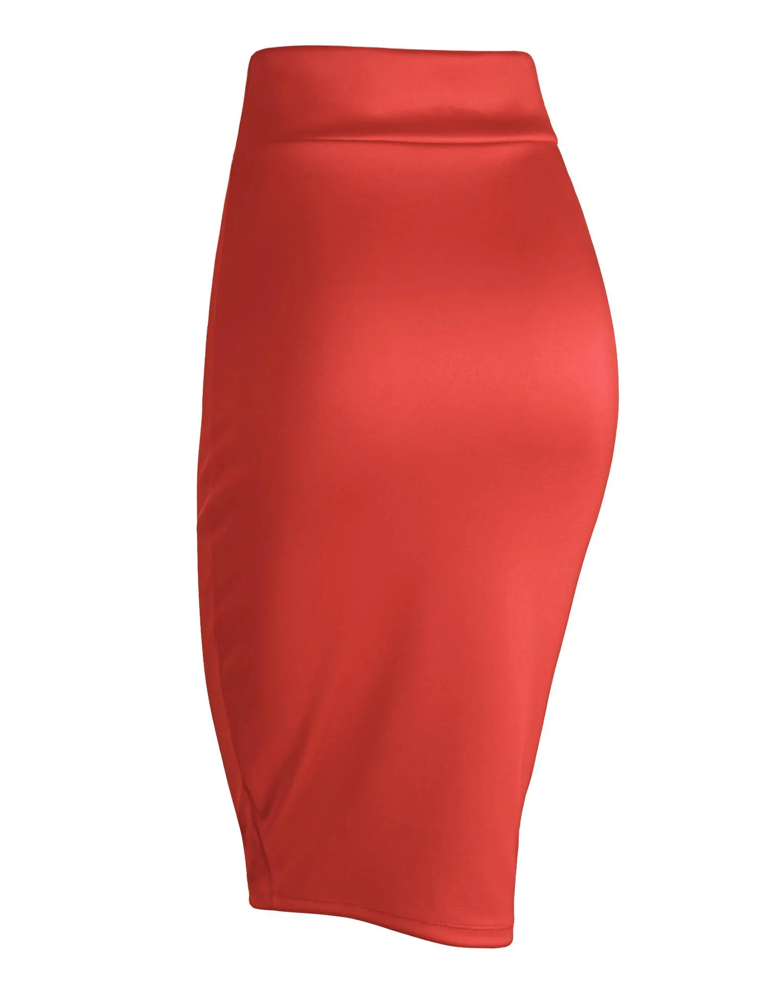 Women's Elastic Waist Stretch Bodycon Midi Knee Length Pencil Skirt